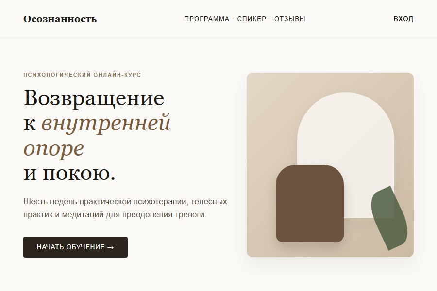 Превью готового лендинга